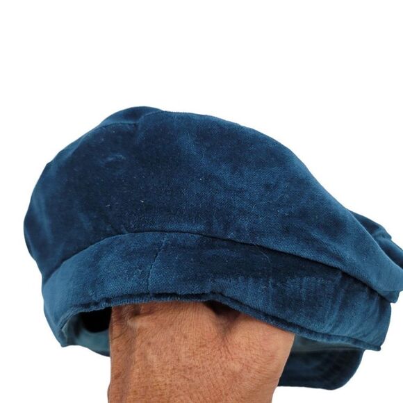 Vintage 80's Hat Poor Boy Cabbie Driver Newsboy Paperboy Newsy Velvet Teal - Picture 7 of 9